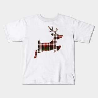 Christmas Plaid Flying Reindeer Kids T-Shirt